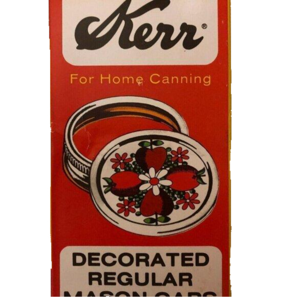 Vintage Kerr Decorated Regular Mason Caps 12 Bands Lid Fruit & Floral Design 452